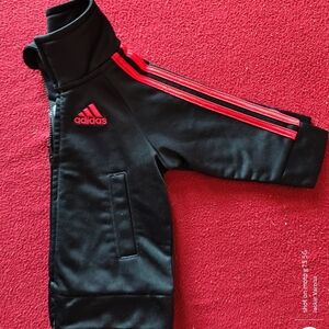 Adidas Kids Black and Red Track Pants